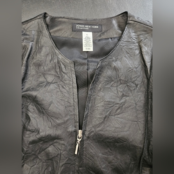 NWT - Jones New York Leather Black Lightweight Moto Jacket - Size XL - Picture 2 of 13